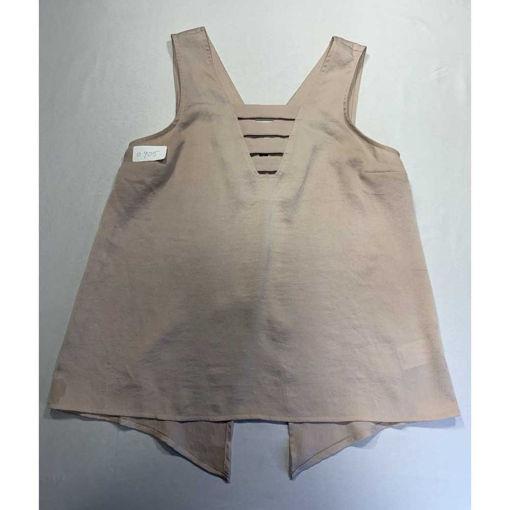 Express Women's Sleeveless V-Neck Woven Polyester Blush Pink/Tan Tank Top S